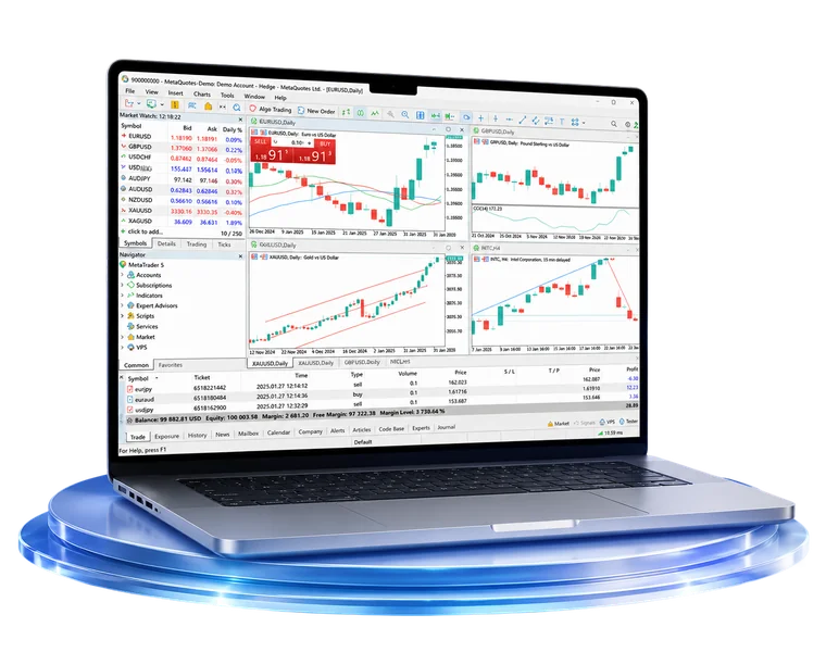 ترمینال MetaTrader 5 در حال اجرا روی مک
